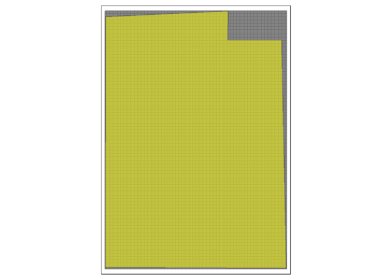 A 1x1 m raster grid in grey, overlayed with the peatland delineation in yellow.